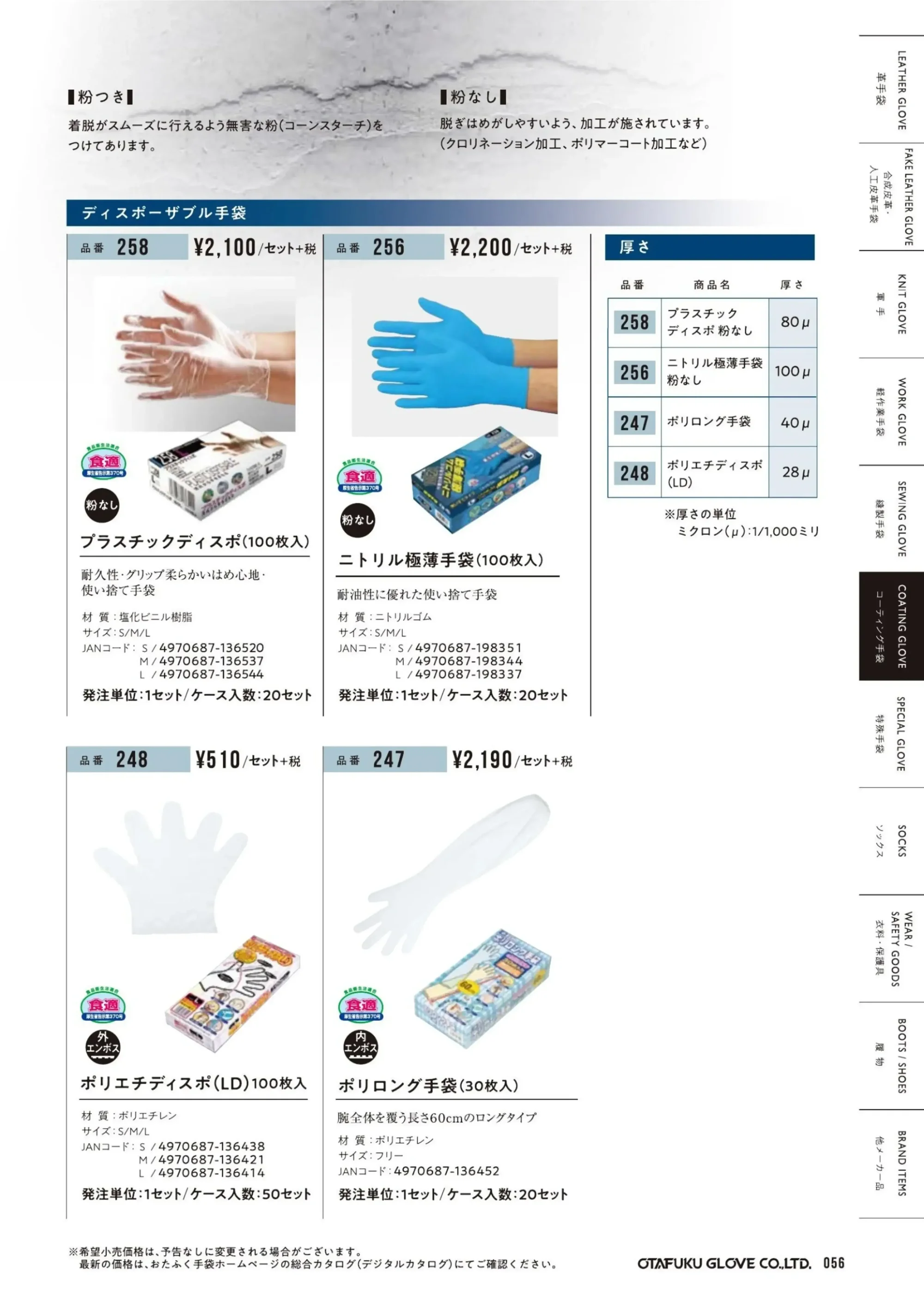 おたふく手袋 258 プラスチックディスポ(100枚入) 関連情報