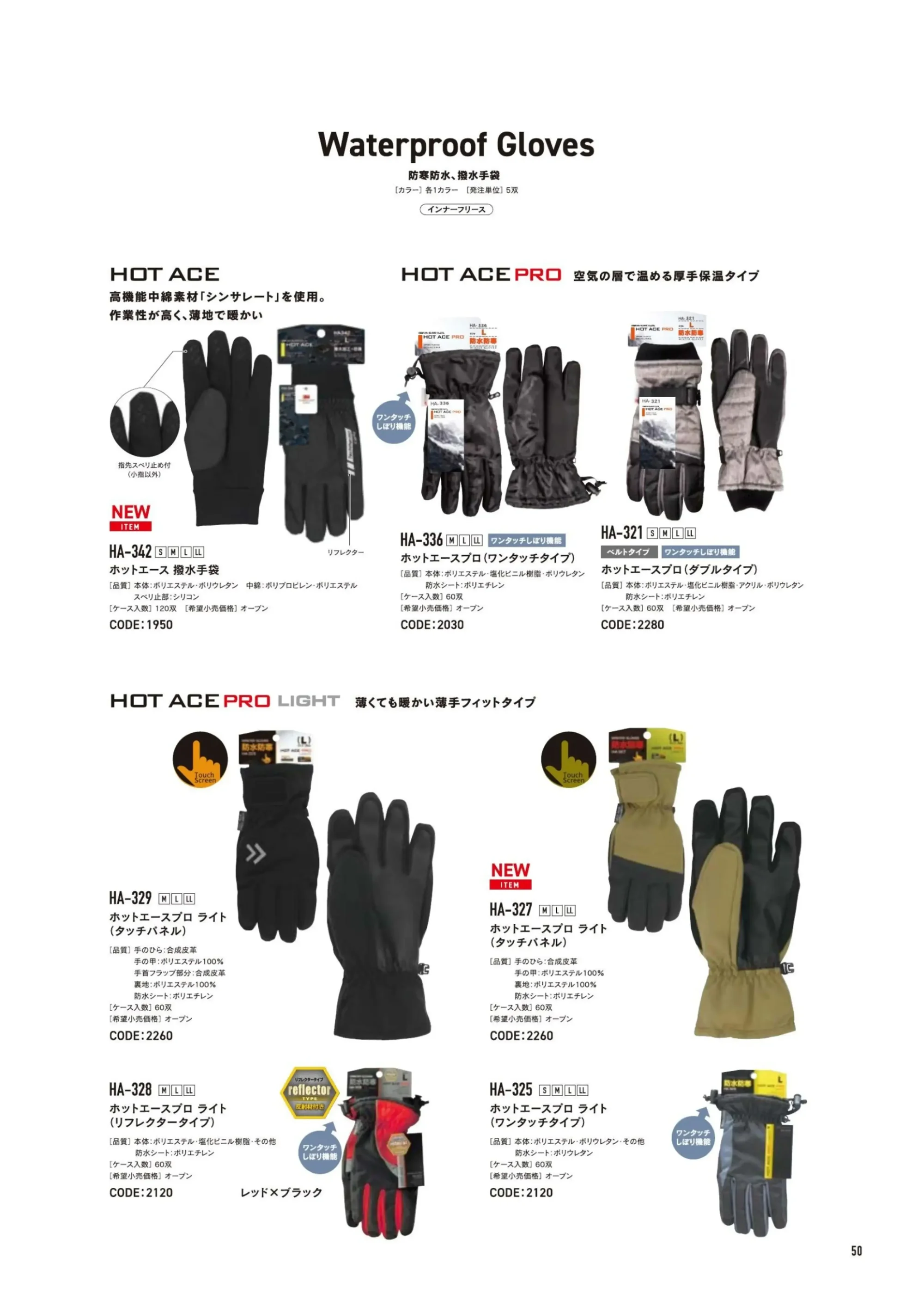 おたふく手袋 HA-342 ホットエース 撥水手袋 関連情報