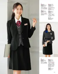 神馬本店 SA362J 美形ジャケット SA362J 美形ジャケットネオ・クラシカルなツイードに一目惚れ上品でクラシカルな雰囲気が漂う、陰影を織り込んだ星がきらめくようなスラブツイード。艶めくサテンテープ使いの細パイピングやベルト切替などのディテール、メリハリシルエットの表現力も魅力的。華やかシックな仕事オーラを主張します。クラシカルなエレガントが香り立つツイード風のコスモツイード。繊細な白がランダムに交差するツイード風チェックはクラシカルな素材で、レーヨン混のしなやかな奥行きにほんのり愛らしいエレガンスが香り立ちます。モダンなシルエットやディテールで新鮮味のあるコーディネートが可能です。●後ろベルト+ペプラム+サテンパイピング後ろベルト切替にペプラム仕様、細パイピングも加えることでクラシカル＆フェミニンな印象。●肩・腕がラクな美形®仕立て独自のパターン切替で、肩への負担を軽減し、腕を動かしやすくします。●名札ホール左胸ポケットには名札付け用のホール付き。ペンを差しても名札がジャマになりません。●衿ぐりとフラップポケットのシルバーサテンの配色がアクセント。●ウエストのベルト風配色切替がアクセント。ウエストのみダブルボタン使いで新鮮な印象。●きらめく黒ボタンきらめくドットをあしらった丸ボタンが上品なアクセント。 関連情報 カタログ 111ページ