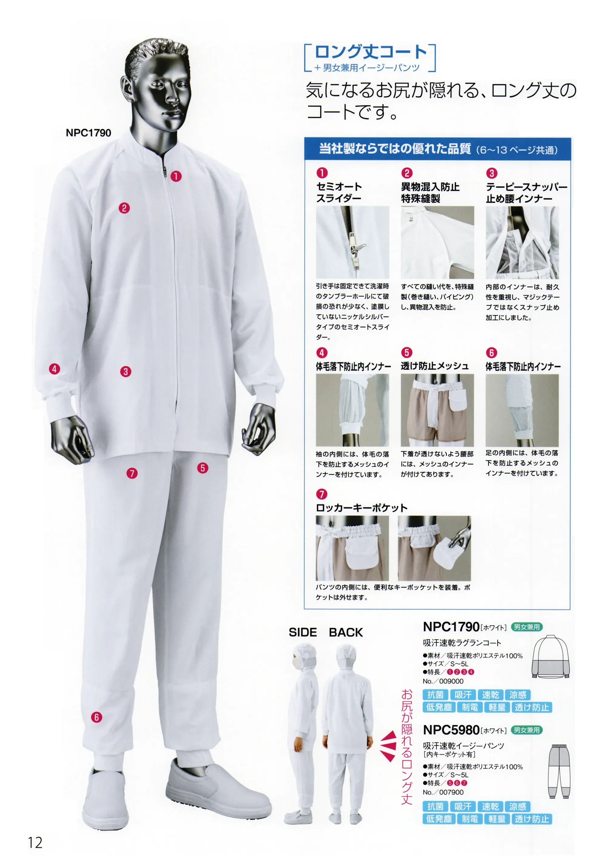 シーズン NPC1790 吸汗速乾防透ラグランコート 関連情報 カタログ 12ページ