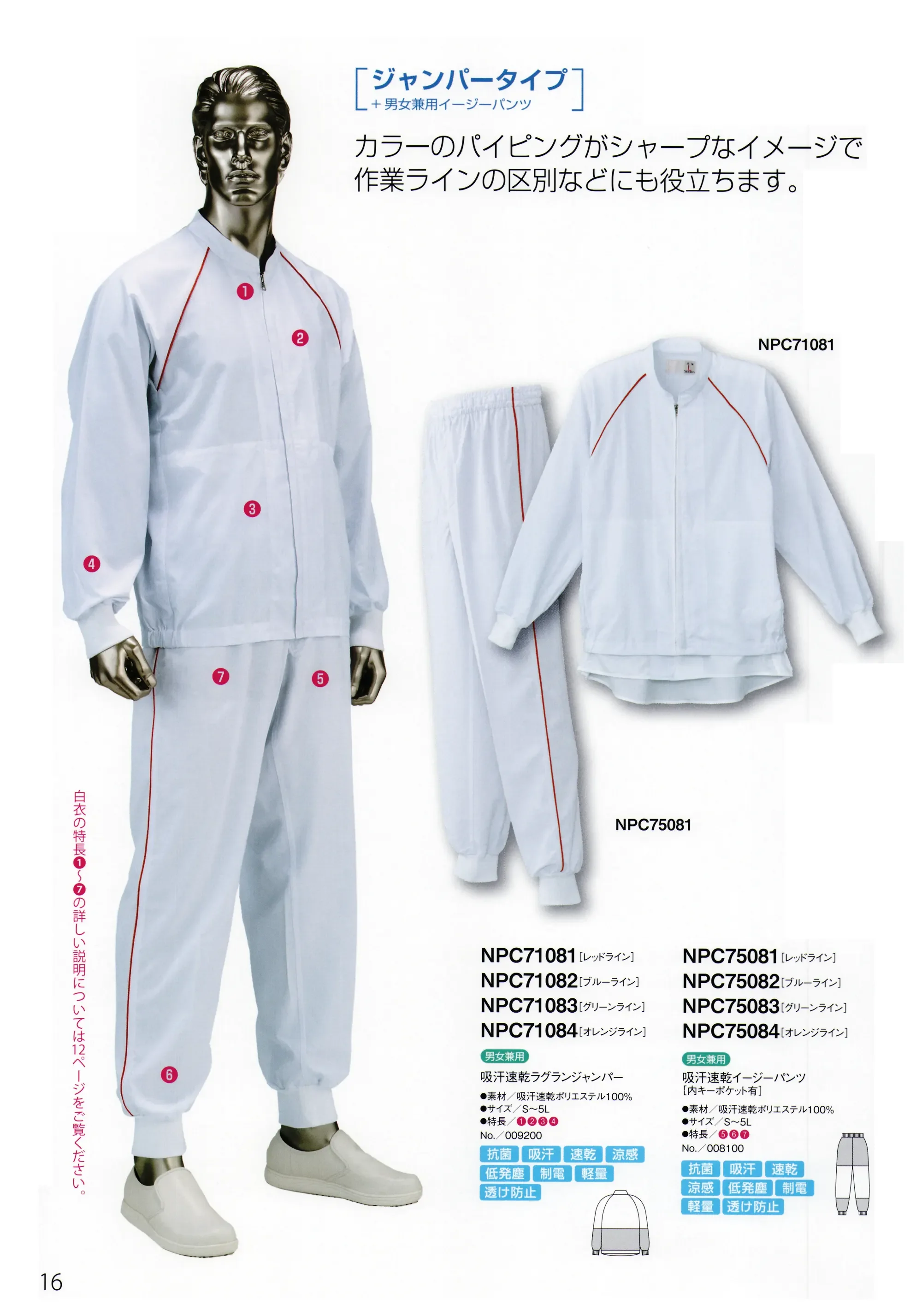 シーズン NPC75084 吸汗速乾イージーパンツ 関連情報 カタログ 16ページ