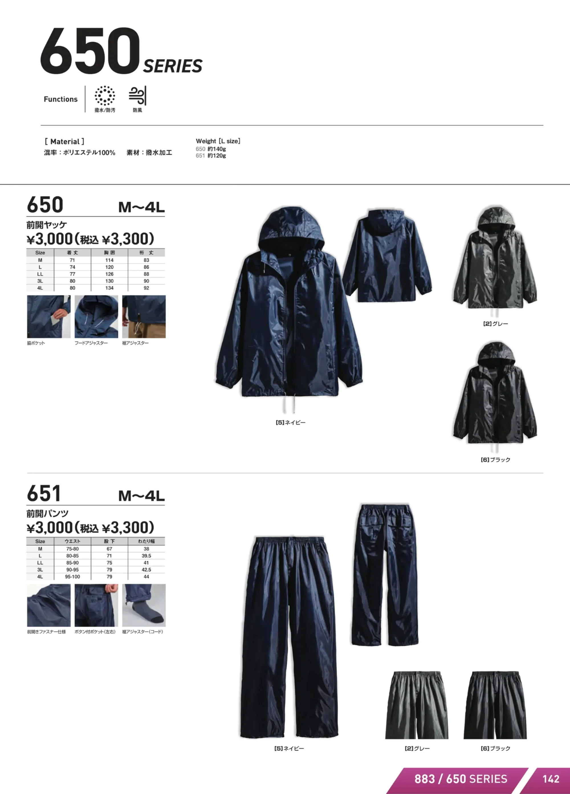シンメン 651 前開きズボン 関連情報 カタログ 142ページ