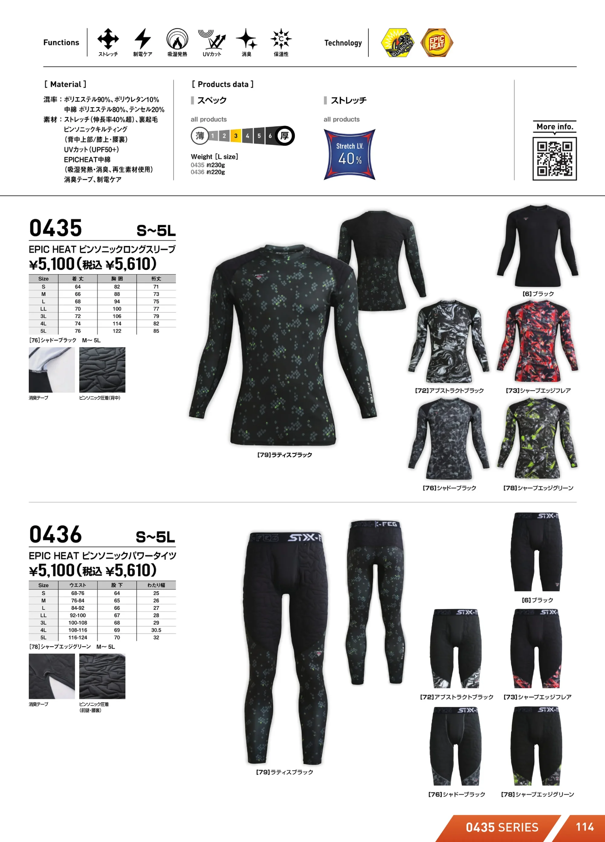 シンメン 0436 EPIC HEAT ピンソニックパワータイツ 関連情報 カタログ 114ページ
