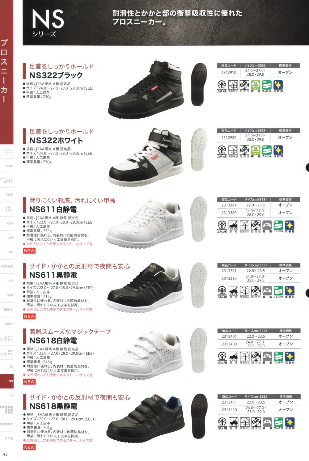 衝撃特価 シモン 安全靴 NS611白静電 S 短靴 NSシリーズ 小さいサイズ discoversvg.com