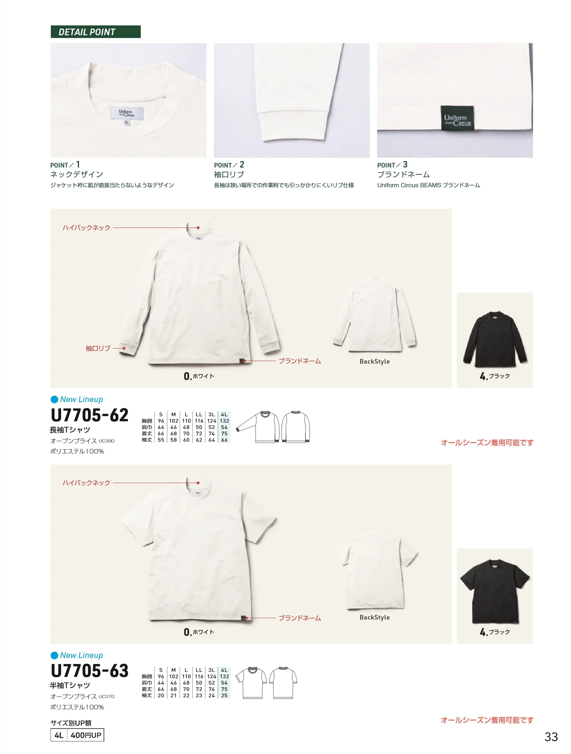 桑和 U7705-62 長袖Tシャツ 関連情報 カタログ 33ページ