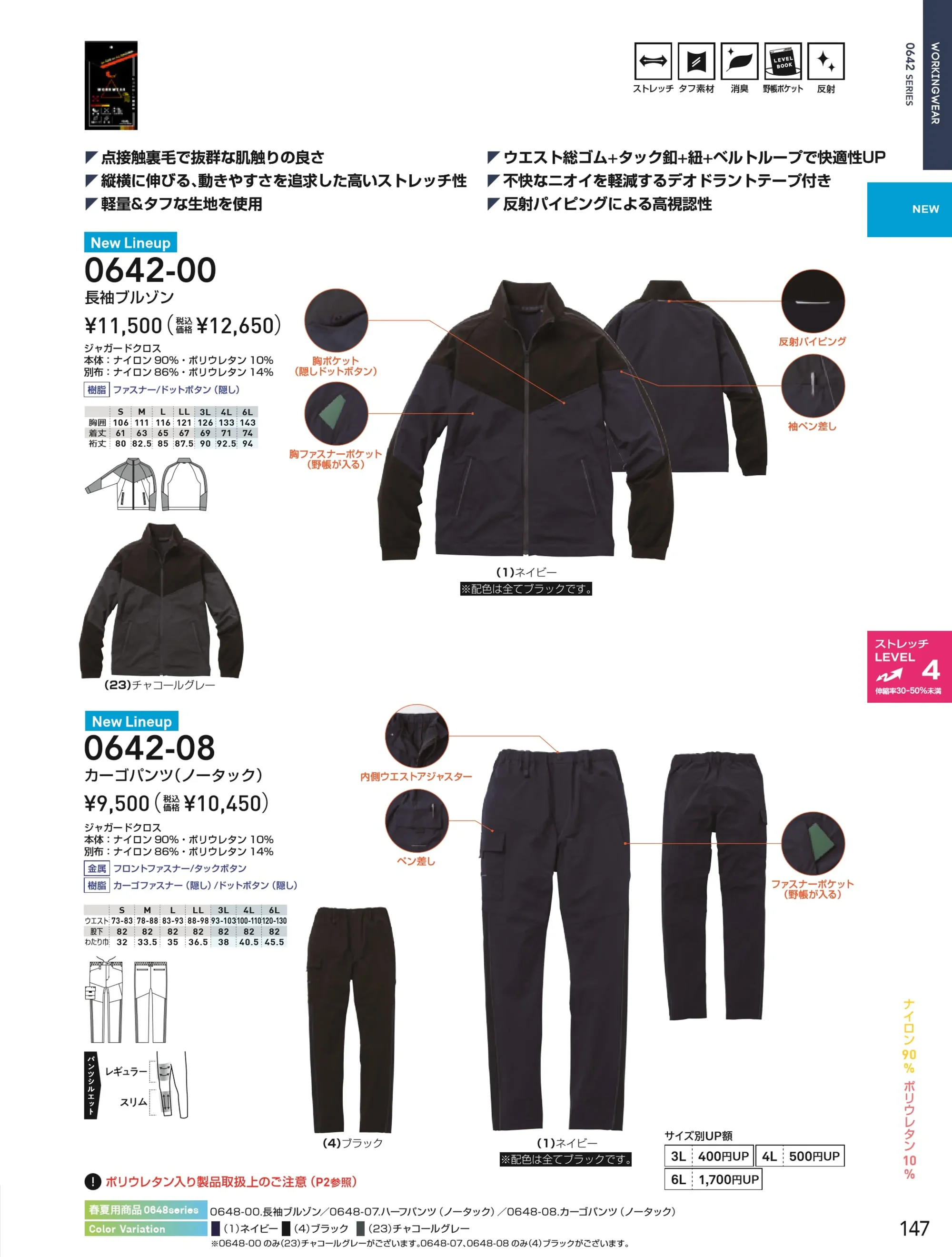 桑和 0642-08 カーゴパンツ（ノータック） 関連情報 カタログ 147ページ