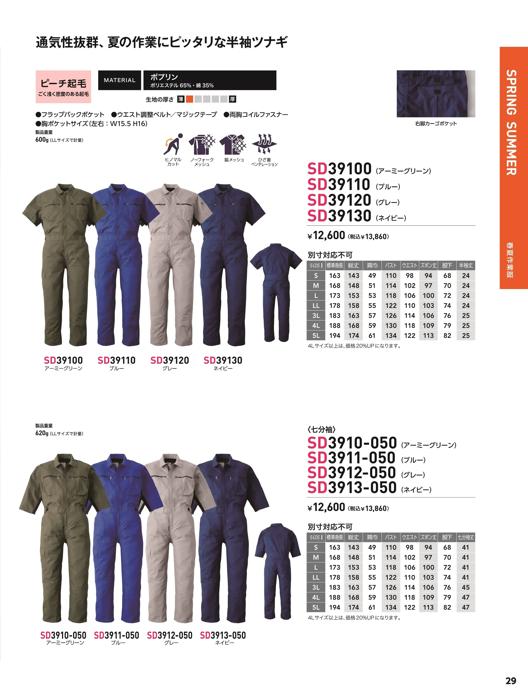 ソルディ（日の丸） 39120 半袖続服（SD39120） 関連情報 カタログ 29ページ