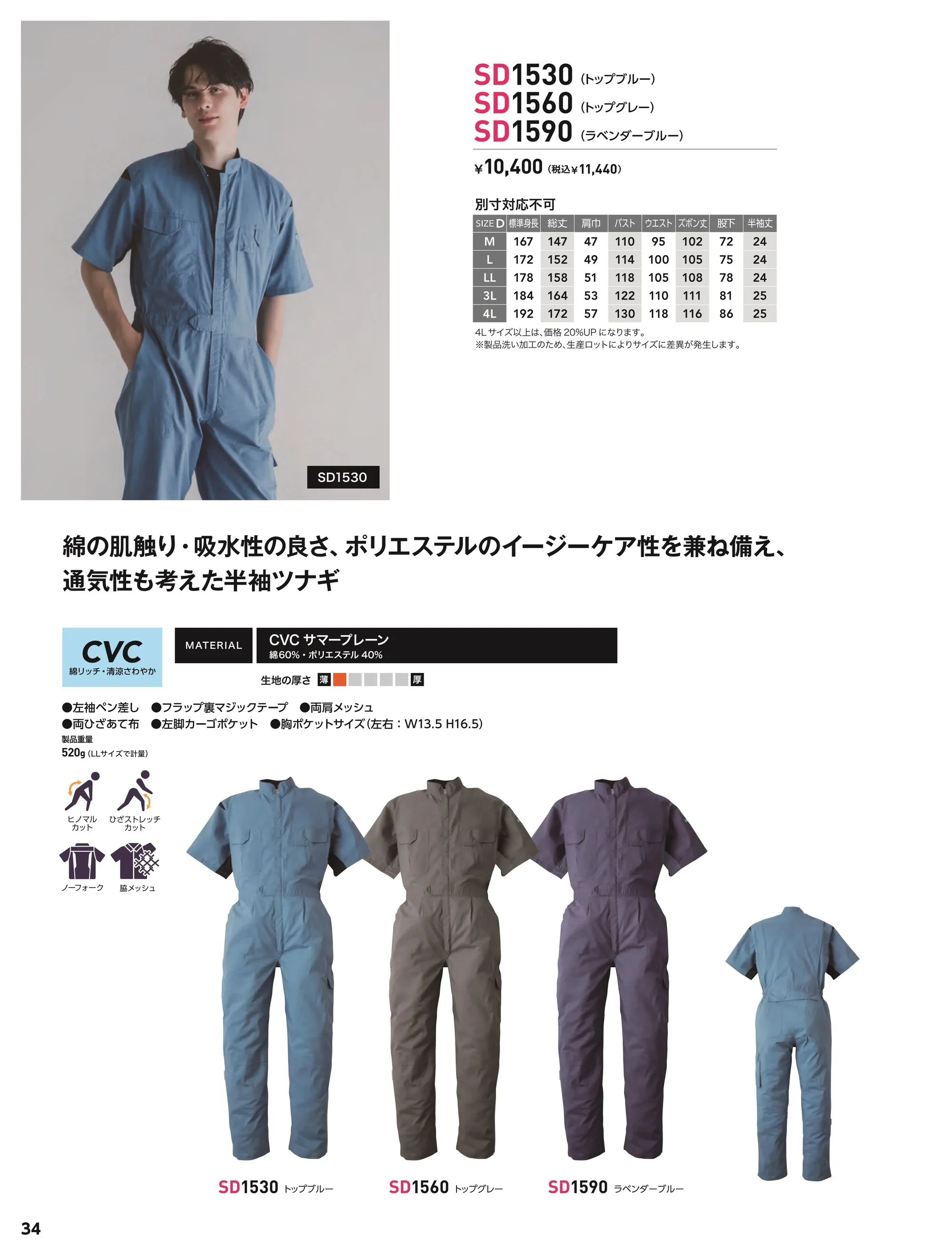 ソルディ（日の丸） 1560 サマー続服（SD1560） 関連情報 カタログ 34ページ