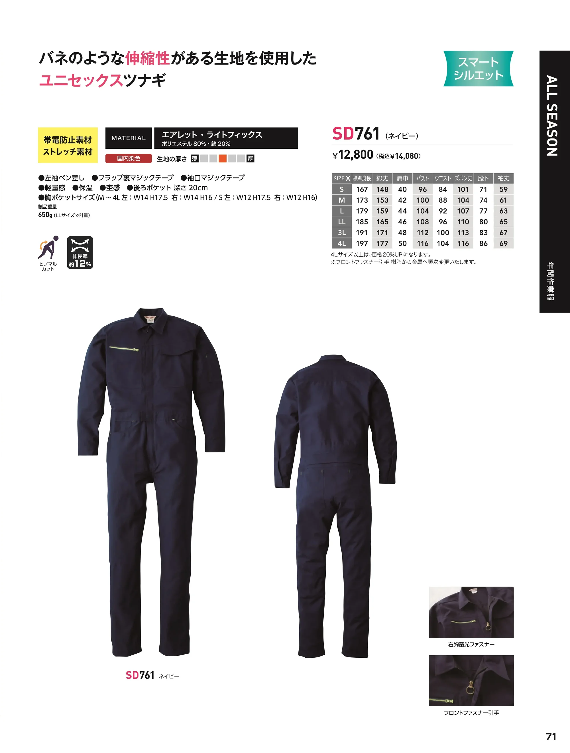 ソルディ(日の丸) 761 ストレッチ続服(SD761) 関連情報