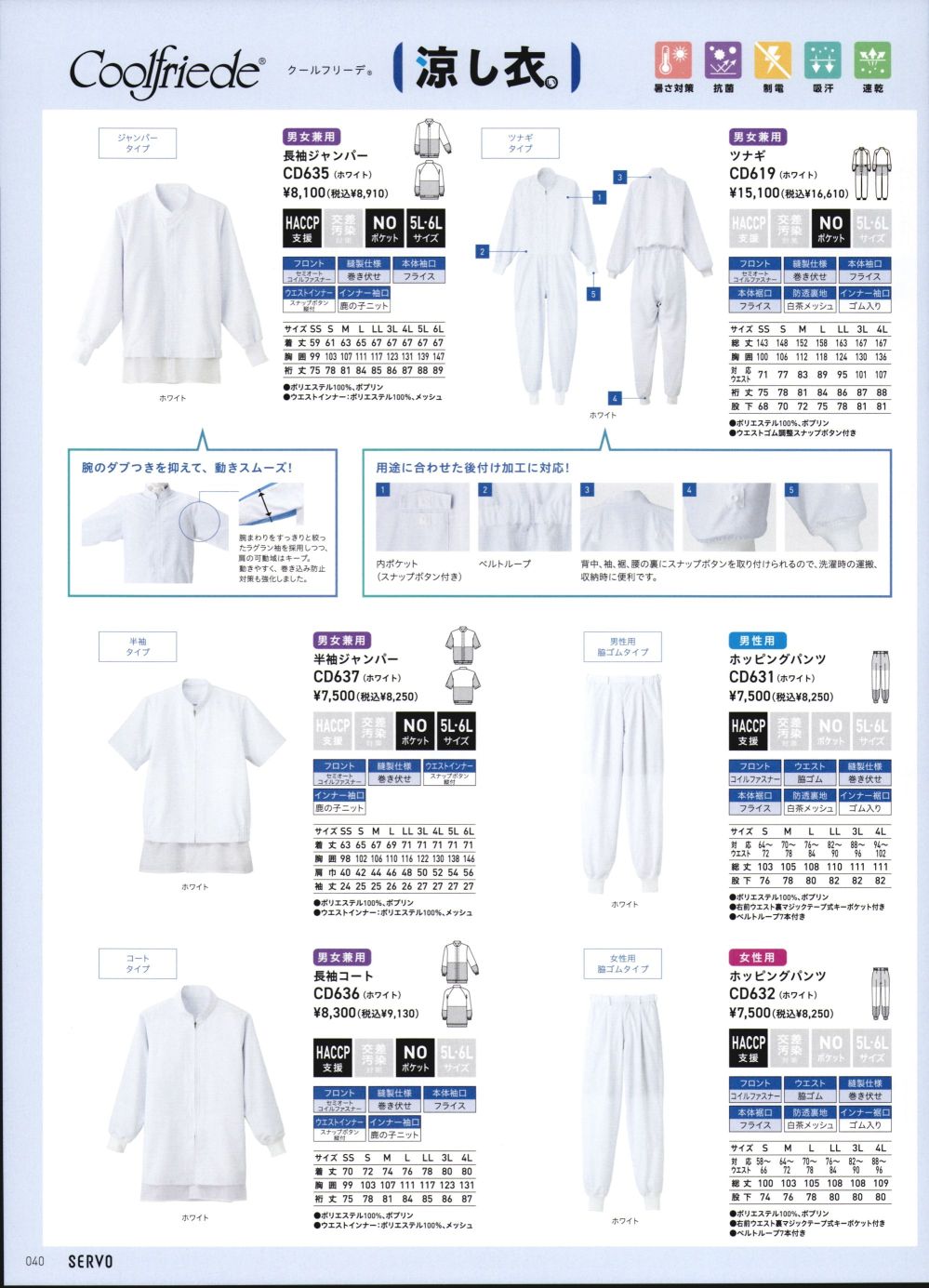ユニフォーム1.COM 食品白衣jp 食品工場用 サーヴォ SERVO フード