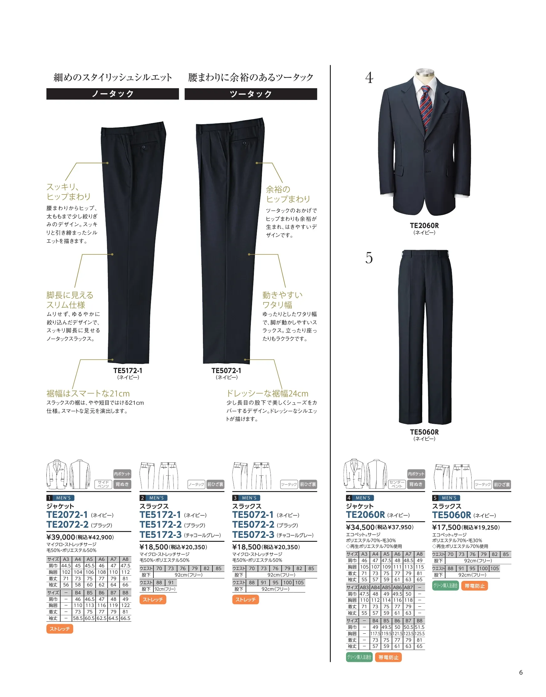 The FELLOWS TE2072-2-A ジャケット おもてなしの「スピリッツ」と「装い」。これがビジネスの基本。新しい定番シルエット。着心地を重視しながら、スマートなシルエットを実現した新パターンを採用。「コンテンポラリーシルエット」トレンドを反映したシルエット。よりスマートなシルエットを描きます。ポケットチーフ付き。胸ポケットの内布を引き出すと、ポケットチーフ型になります。スタイリッシュに決める便利アイテムで、戻せばポケットに。「ディティール」・トレンドを意識したやや細身のシルエット。・テーラーカラー、シングル2つ釦ジャケット。・左胸箱ポケット、内布を出 関連情報 カタログ 1006ページ