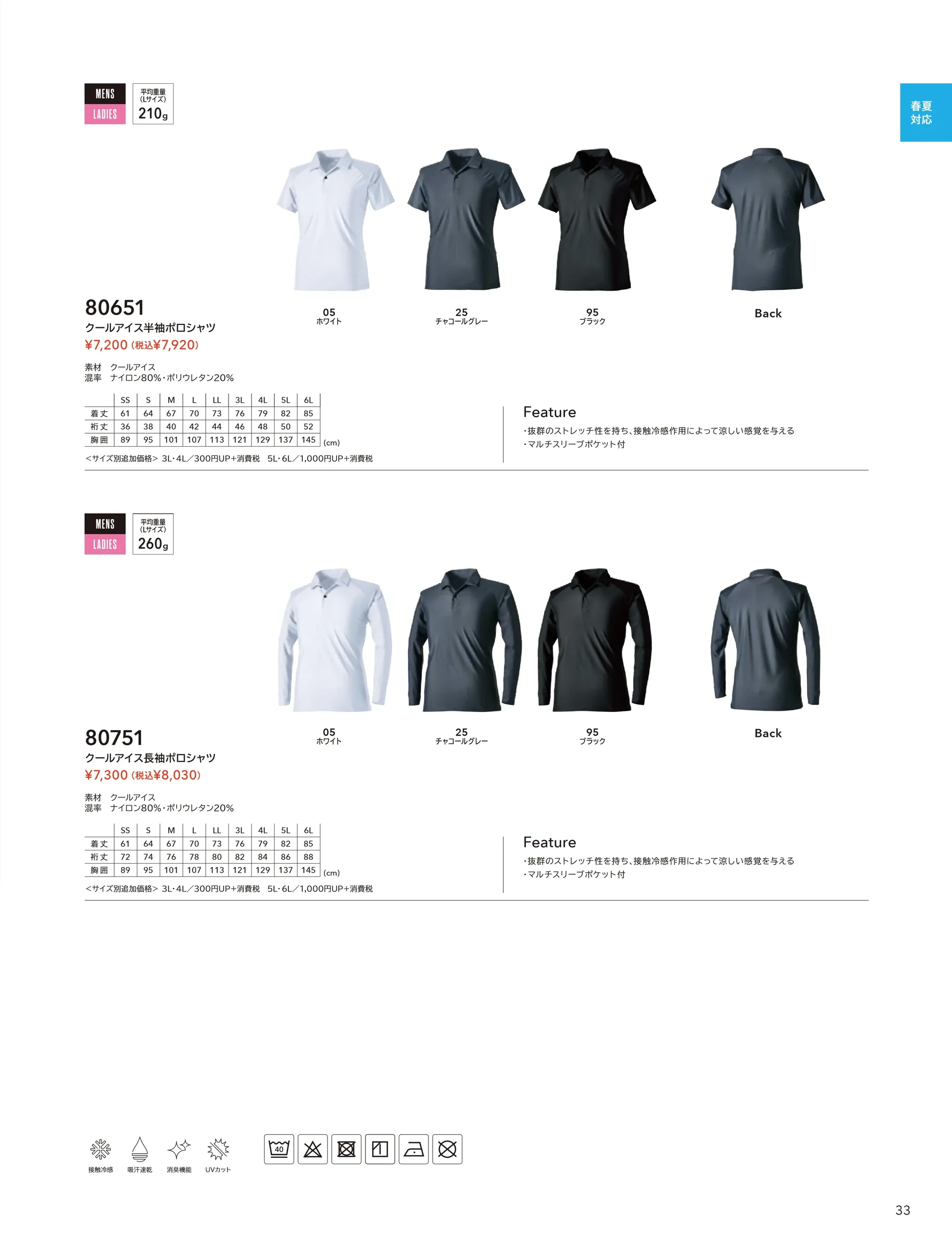 TS DESIGN 80751 クールアイス長袖ポロシャツ 関連情報 カタログ 33ページ