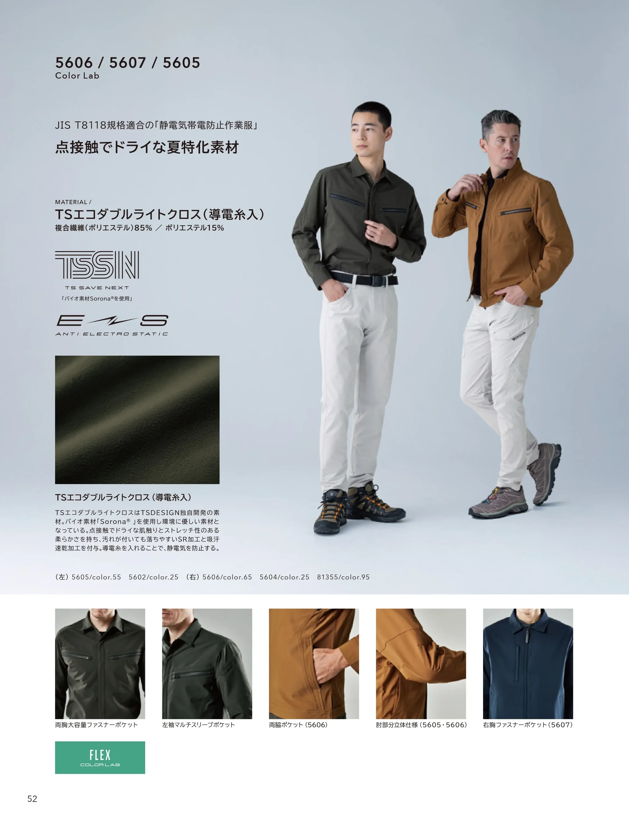 TS DESIGN 5606 TSエコダブルライトクロスジャケット 関連情報 カタログ 52ページ