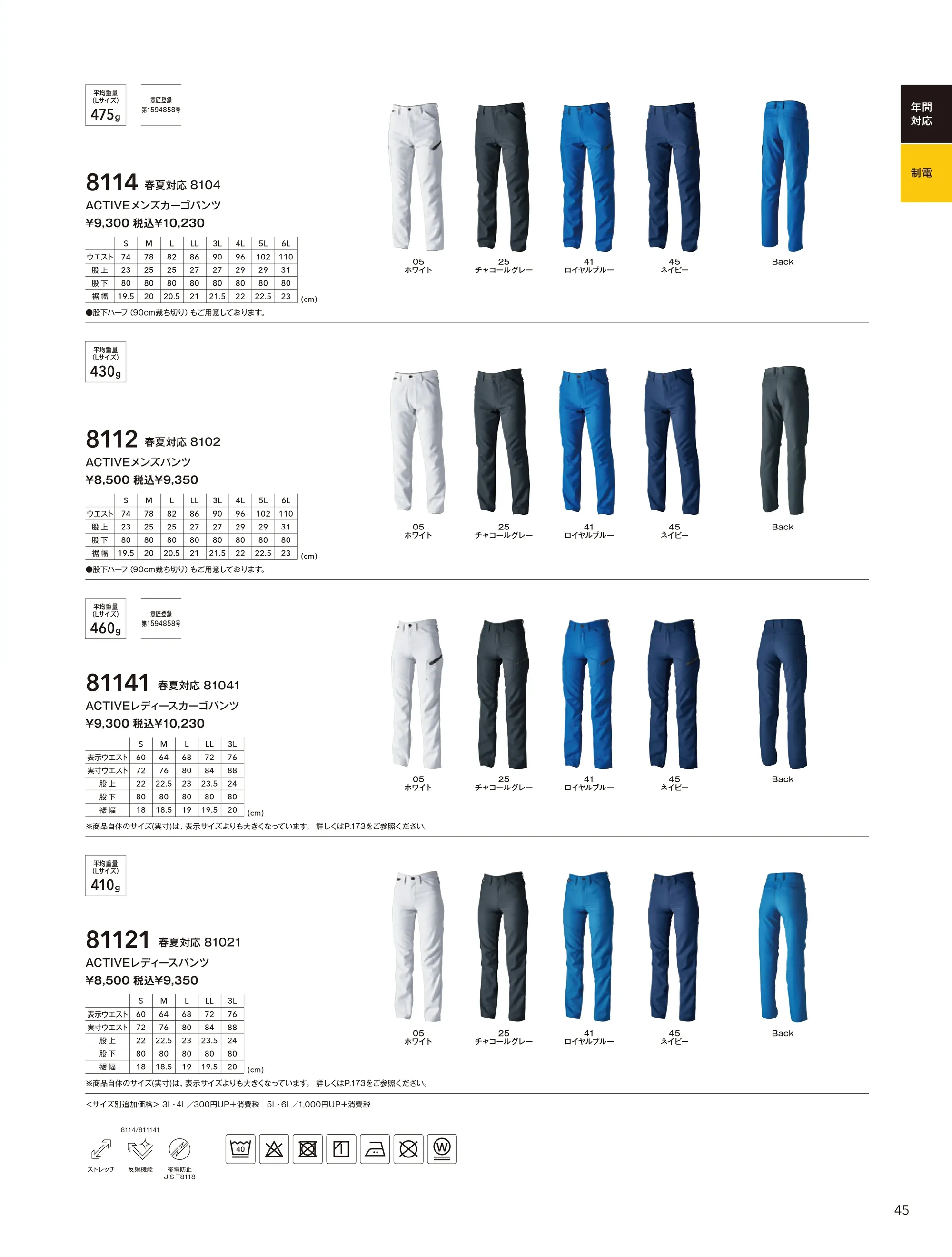 TS DESIGN 8114 ACTIVEメンズカーゴパンツ 関連情報 カタログ 45ページ