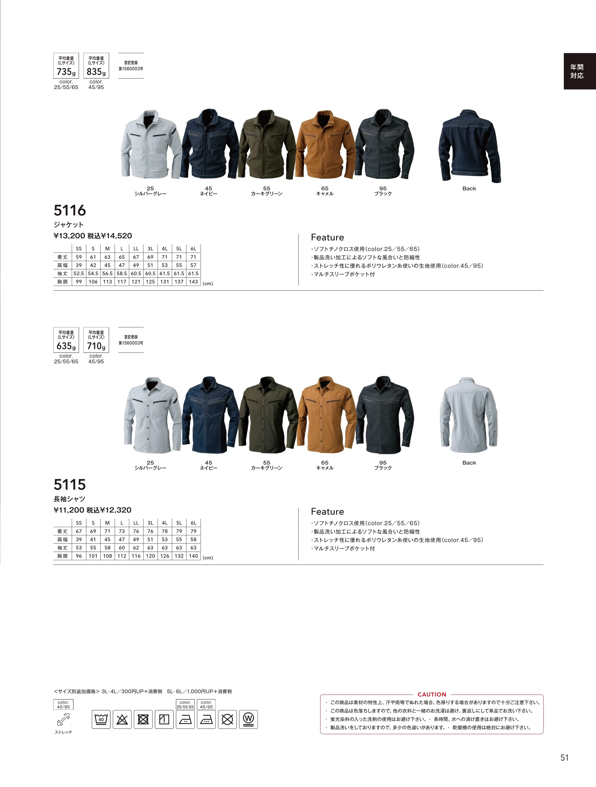 TS DESIGN 5115 長袖シャツ 関連情報 カタログ 51ページ