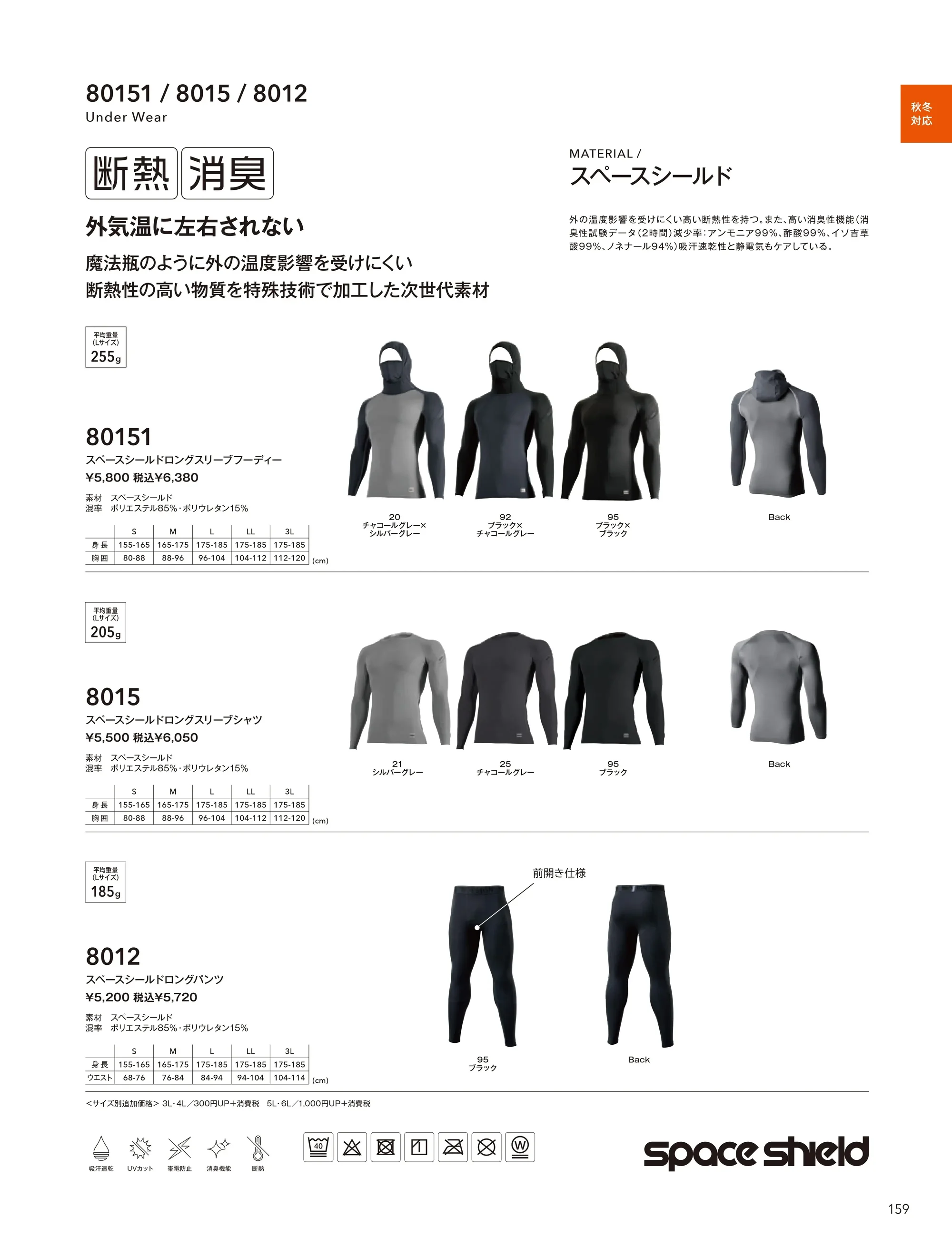TS DESIGN 8015 スペースシールドロングスリーブシャツ 関連情報 カタログ 159ページ
