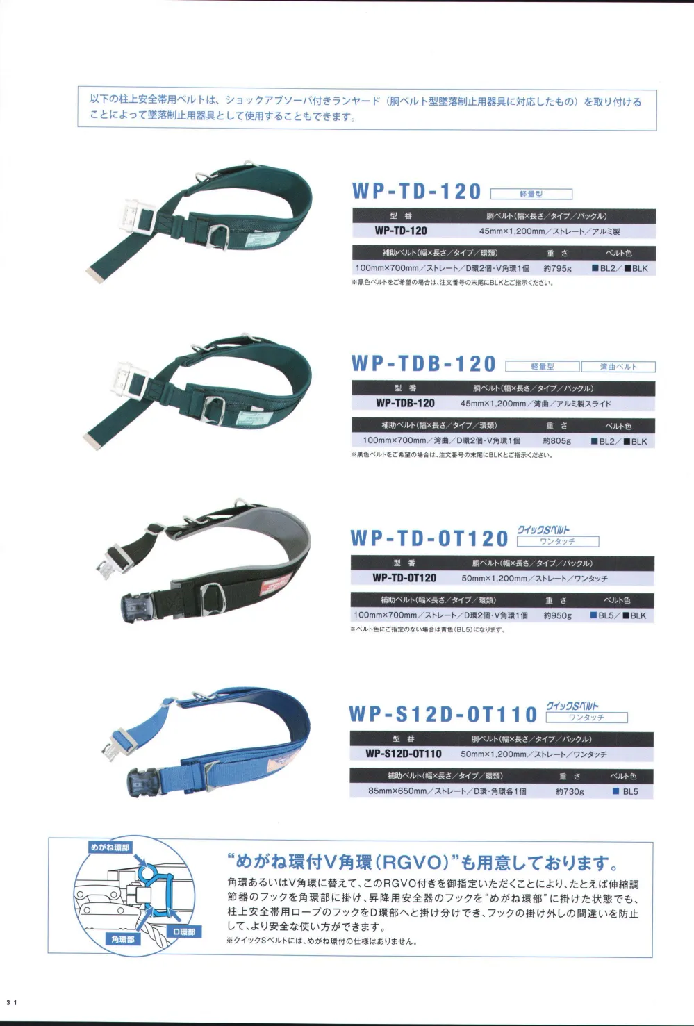 ユニフォーム1 藤井電工の一般高所作業用安全帯 WP-TD-OT120