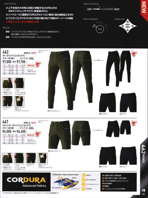 作業服JP ショートカーゴパンツ(ユニセックス) バートル 467 作業服の