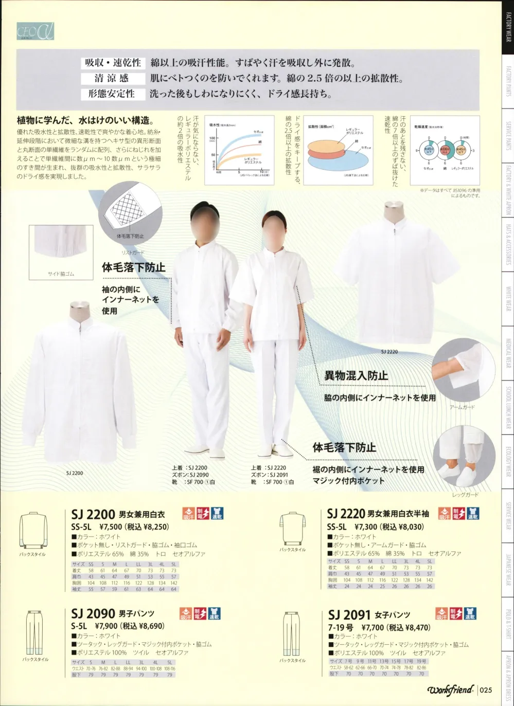 ユニフォーム1 サカノ繊維の長袖白衣 Sj20