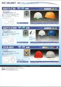 ワールドマスト　ヘルメット AA11-CSWP-B AA11-CSW型ヘルメット（通気孔付き） DIC (AA11-CSW型HA3E2-K11式)重量470g すべてが、最上級。DIC HELMETの最高傑作。最先端の革新的な技術を惜しみなく投入し、DIC HELMET史上最強のシリーズが完成しました。AA11&AP11は、あらゆるシーンで最高のパフォーマンスを発揮します。技術の結晶を、あなた自身でご体感ください。■すべてが新発想の快適新内装システム。 ●可変式アジャスター。上下に可変し、より快適なサポート位置、より確実なホールド感を得られます。 ●HA3内装。頭囲62cmまで対応。深被りと被り心地を追求し、吸収性に優れたパッドを装着。 ●スライド式ワンタッチアゴバンド。新型バックルでアゴバンドのサイズ調整が簡単・スムーズにできます。 ●アジャスターバックル。より薄型に設計されたバックルは、スムーズなアジャスト、クイックリリースが可能です。（特許出願中） ■独自の開発技術で、大幅な軽量化。シールド機構を全面刷新、帽体も肉厚などを徹底的に見直し、強度を落とすことなく大幅な軽量化を実現しました。 ■4方向通気で蒸れを防ぐ、大型通気孔。常に快適に着用していただくために、4方向・大型ベンチレーションシステムを採用しました。 ■交換がとても簡単。シールド付きにアップグレード可能。衝撃吸収ライナーとシールドを一体化し、構造の簡素化、軽量化を実現しました。シールド無しタイプをご購入後でも後から追加ができます。（特許出願中） ■危険な飛来物・飛散物から目を保護する内蔵タイプのシールドのサイズを大型化しました。横:260mm 縦:126mm 飛来落下物、墜落時保護、通気口付き、パット付き、ラチェット式。 ※色違いは「AA11-CSWP-A」に掲載しております。 ※この商品はご注文後のキャンセル、返品及び交換は出来ませんのでご注意下さい。※なお、この商品のお支払方法は、先振込（代金引換以外）にて承り、ご入金確認後の手配となります。 関連情報 カタログ 1501ページ