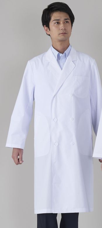 ドクターウェア 長袖コート アプロン 115-30AP メンズ診察衣 ダブル型 長袖 医療白衣com