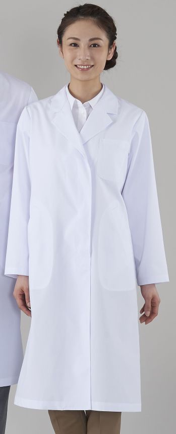 ドクターウェア 長袖コート アプロン 120-30AP レディス診察衣 シングル型 長袖 医療白衣com