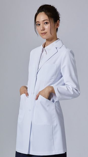 アプロン 266-60AP レディス診察衣 上品さに軽やかさをプラス。動きやすくシワになりにくい診察衣です。