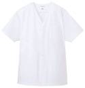 アルベチトセ AB-6402 白衣（半袖）(男) 薄手でほどよい光沢感のあるコックシャツの定番生地。適度なハリ感があり、パリッとした清潔な印象を与えます。