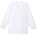 アルベチトセ AB-6403 白衣（長袖）（女） 薄手でほどよい光沢感のあるコックシャツの定番生地。適度なハリ感があり、パリッとした清潔な印象を与えます。