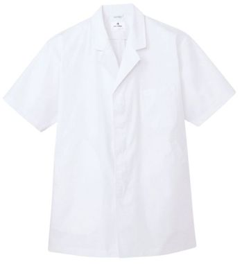 アルベチトセ AB-6407 白衣（半袖）（男） 薄手でほどよい光沢感のあるコックシャツの定番生地。適度なハリ感があり、パリッとした清潔な印象を与えます。