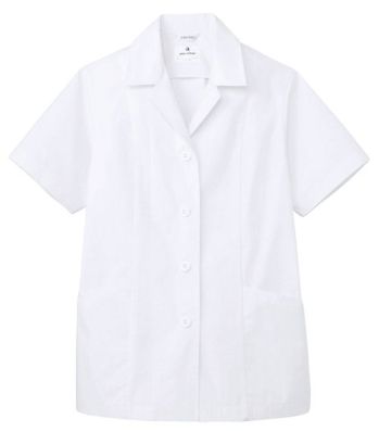 アルベチトセ AB-6409 白衣（半袖）（女） 薄手でほどよい光沢感のあるコックシャツの定番生地。適度なハリ感があり、パリッとした清潔な印象を与えます。