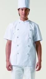 厨房・調理・売店用白衣半袖コックコートAS-7301 