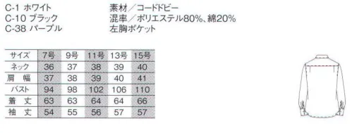 アルベチトセ EP-7362 シャツ（長袖・女） スタイリッシュに、そしてドラマティックに。こだわりのディテール＆カラーにモードを感じさせる。その深い印象とモダンな香りが、空間をスタイリッシュに包み込みます。 サイズ／スペック