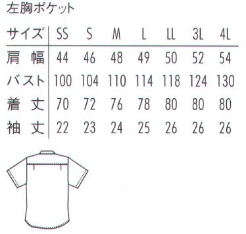 アルベチトセ EP-8236 ボタンダウンシャツ（半袖）（兼用）  サイズ／スペック