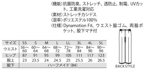 MIZUNO MZ-0152 パンツ（女） unite®のウェアは、体の動きに追随する水の独自のウェア設計をしています。DynamotionFitMIZUNO Dynamotion Fitは、解剖学や3DCGを使ったトップアスリートの動作解析を基に運動時の動きやすさを追求したウェア構造です。動的機能裁断や機能素材選定により、ウェアの引きつれや圧迫感を軽減し、運動中のフィット感を高めることでパフォーマンスを向上させます。●動きやすい股下マチ股下部分にマチを入れることで、足さばき時の引きつれを防止し、快適な動きを実現します。Solshield U ソルシールドU機動力に優れた高機能素材。メディカル現場にぴったりの「Solshield U」●Solshield Uの透け防止とUVカットイメージ芯部の特殊ポリマーを鞘部のポリエステル繊維で包み込む二重構造となっており、各層の屈折率の違いによって、高い透け防止性とUVカット性の他、太陽光に対する遮熱性能などを実現しています。●Solshield Uの機能・特徴衣服内の温度上昇を抑える遮熱効果、高い透け防止性・UVカット性の他に、イージーケアや柔らかい手ざわり、摩擦防融機能といった機能が特徴です。 サイズ／スペック