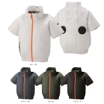 男女ペア 半袖ジャケット（ブルゾン・ジャンパー） アタックベース 2245 The tough メガカスタム付き 空調風神服 チタン半袖ブルゾン（ファン・バッテリー・ペルチェ別売） 作業服JP