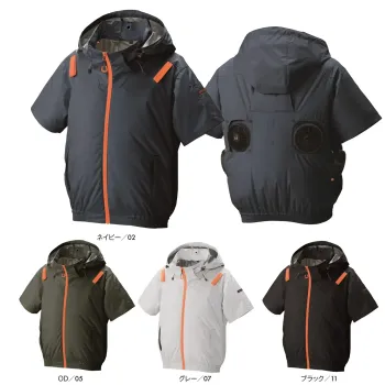 アタックベース 3345 The tough 空調風神服 チタンフード半袖ブルゾン（ファン・バッテリー・ペルチェ別売）