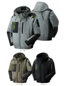 アタックベース 7743 The tough 空調風神服 チタンフード長袖ブルゾン(ファン・バッテリー別売) フルハーネス対応の極涼ブルゾン特徴・裏チタン加工と遮熱仕様でMAX-12.5℃・背もたれに干渉しないサイドファン仕様・高所作業も安心！フルハーネス対応・両脇ポケット、左右胸ポケットで収納も充実・左袖に便利なペン差し付き・保冷剤ポケット付きなので更に涼しく・着脱可能なデタッチャブルフードは必要なときだけ装着できます・首筋を吹き抜ける立体風気路※チタン加工の特性上、摩擦や洗濯に弱く、チタン脱落の恐れがございます。※この製品に漂白剤(塩素系、酸素系)は絶対に使用しないでください。※ご使用の際にはファン・バッテリーをお買い求めください。 すぐに使えるスターターキットがおすすめです。仕様品番:7743品名:The tough 空調風神服 チタンフード長袖ブルゾン
