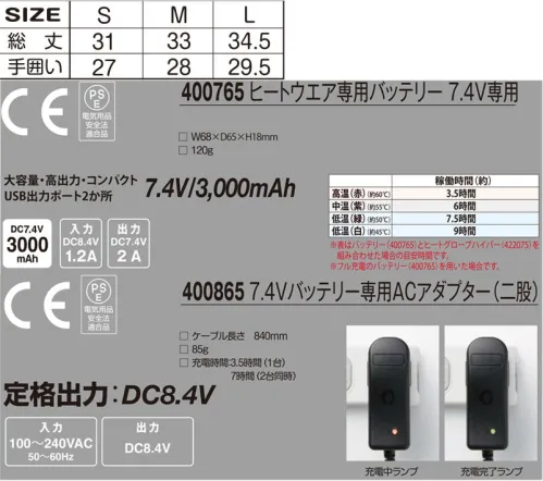 アタックベース 422075 ヒートグローブ ハイパー バッテリーセット 【高機能素材 カーボンナノチューブ採用】稼働時間:最大約9時間稼働温度均一性:均等に熱が広がり、一定の暖かさを実現耐水洗い性:断線の心配が無く、水に強いフィルムヒーターシート使用■セット内容本体、ヒートウェア専用バッテリー 7.4V専用 2台（400765）、7.4Vバッテリー専用ACアダプタ―（二股）1台（400865）※この商品はご注文後のキャンセル、返品及び交換は出来ませんのでご注意下さい。※なお、この商品のお支払方法は、先振込(代金引換以外)にて承り、ご入金確認後の手配となります。 サイズ／スペック