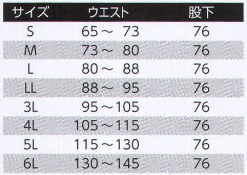 旭蝶繊維 65800 パンツ 65600SERIES持続撥水素材 TACTEEM®独自の特殊加工糸を用い、生地表面に微細凹凸構造を形成することで、水滴との接触面積を減少させ、高い水滴ころがり性を実現した耐久撥水素材です。屋外でのワークシーンで長時間の降雨に優れた効果を発揮します。さらに、特殊加工糸の形態によって高い性能を発揮するため、洗濯による水滴ころがり性能の低下も抑えられます。【特長】・水滴ころがり性に優れ、生地表面への水滴の付着を軽減します。・長時間の降雨に対する撥水性の持続に優れます。・独特のソフトなタッチを有します。TACTEEM®タクティーム水滴との接触面積が小さく、水滴が転がりやすい。 サイズ／スペック