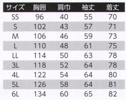 旭蝶繊維 8204 長袖シャツ スタイリッシュで爽快なワークウェア登場高通気ストレッチ男女で使える充実したサイズ展開。サラベール～風通る心地よさ～●高通気性特殊技術で凹凸を発現させたポリエステルにより、原糸間にすき間が生まれ、高い通気性を実現します。●吸水速乾性繊維に刻まれた凹凸の溝が、優れた吸水性（毛細管現象）を発揮。素早く汗を吸い上げ、拡散・乾燥します。●ドライタッチサラベールのシャリ感、特殊織り組織により、サラッとした肌離れの良い快適な着心地を実現します。テクニカルストレッチ身体の動きに対応する快適なストレッチ性特殊織り組織プラス特殊仮撚加工ポリエステル糸により、ヨコ方向・約15％の大きなストレッチを生み出します。染色工程内での熱水処理段階において特殊仮撚ポリエステルが捲縮し糸にゆとりができます。このゆとりが快適な横ストレッチを実現。※「7 ネイビー」「11 チャコール」は、販売を終了致しました。 サイズ／スペック