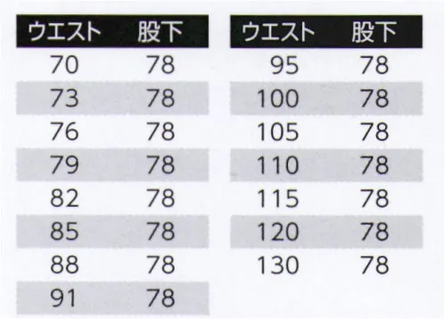 旭蝶繊維 A5-A パンツ（ツータック） A1/A3 SERIES   汗を吸収し、すばやく発散。ムレ感・暑熱感・冷え感がなく、いつも快適な着装感。抗菌防臭で清潔＆爽快。※2014年9月より、定価・販売価格を改定致しました。 サイズ／スペック