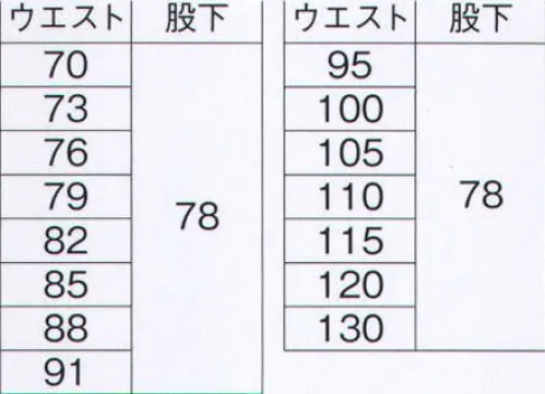 旭蝶繊維 E7606-C カーゴパンツ（ワンタック） 吸放湿性能素材:気体の汗を吸ったり吐いたりする吸放湿性能に優れた「ベンベルグ」。●Dカン吊り下げループ付:カラビナやチェーンの取り付けに便利なDカンループ付。●膝裏デザインステッチ●コインポケット（右脇ポケット内）※他のサイズは「E7606-A」・「E7606-B」に 掲載しております。※股下95㎝フリーあり、別価格（お見積り致しますので、お問い合わせ下さい） ※2014年9月より、定価・販売価格を改定致しました。 サイズ／スペック