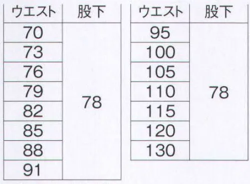 旭蝶繊維 E771-A パンツ（ワンタック） E770Series 作業工程で大切な商品を傷つけるのを未然に防止。 エコ×JIS帯電防止×傷つけ防止。 傷付け防止設計。ファスナーとボタン等の露出を抑えて商品への傷を防止。車関係、運送、ガス等、製造業全般へお勧めの最新ウェア。 ●前ポケット袋布二重補強。力の掛かる部分を二重に補強。 ●Dカン吊り下げループ付き。 ●コインポケット（右脇ポケット内） サイズ／スペック