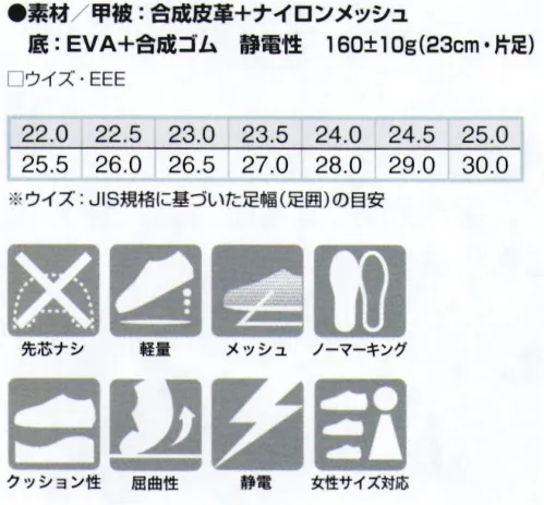 アイトス 861404 静電超軽量メディカルシューズ（踵踏み） 静電、軽量、屈曲性抜群にすぐれ、かかとを踏んでも履けるタイプ。 サイズ／スペック