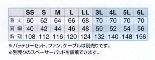 アイトス空調服 AZ-30697 ベスト（空調服）（男女兼用） スタイリッシュな新世代スタンダードモデル※ご使用になられる際は、別売りのファンとバッテリーなどデバイスが必要です。※別売りのスペーサーパッドが装着できます。●空調服™ウエアの腰部左右に取り付けされた2基の小型ファンに寄り衣服内に外気を取り込み、汗を蒸発させることによる気化熱で身体を冷やし、快適に過ごせる冷却機能を搭載したワーキングウエアです。人体は体温が上がると脳が検知し、必要な量の汗を出します。汗が蒸発する際の気化熱で体温を下げる「生理クーラー」と呼ばれるメカニズムは「汗を蒸発させるための仕組み」が備わることで十分な効果を発揮することができるのです。空調服はファンから衣服の中に毎秒約20リットルの外気を取り込みます。その空気が衣服と身体の間流れその過程で汗を蒸発させるため、身体は気化熱により冷やされ、暖かく湿った空気は襟元と袖口から排出されます。これが空調服の快適さの原理です。 サイズ／スペック