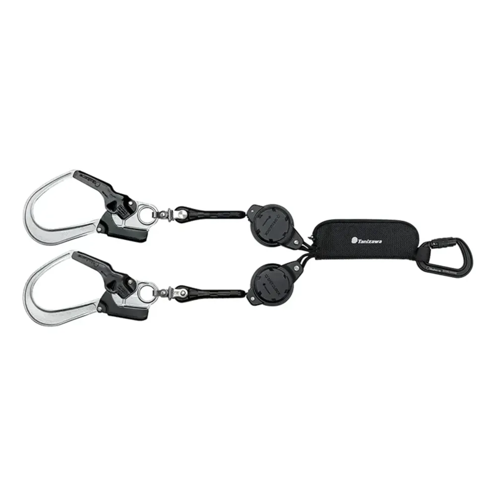 アイトス AZ-TZTL2KQP タフライト軽量巻取式ランヤード(2丁掛け) 使用可能重量130kg以下 フリーサイズ 軽量フック タフライト軽量巻取式ランヤード（2丁掛け） アイトス AZ-TZTL2KQP
