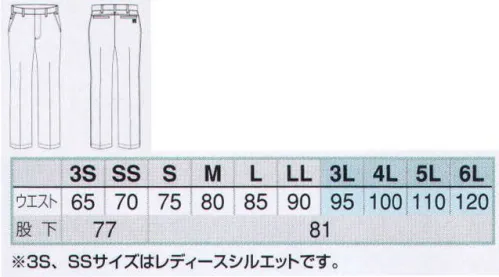 アイトス AZ-30550 ワークパンツ(ノータック) AZITO COOL STRETCH Series●ツインループ。キーやキーチェーンが取り付けられる仕様。※SS・Sサイズはレディースシルエットです。 サイズ／スペック