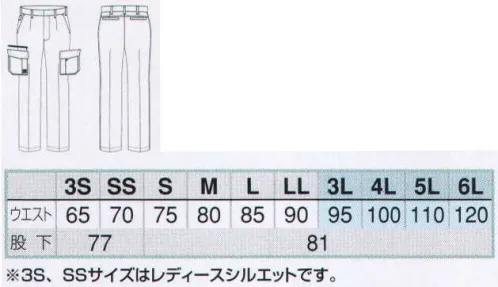 アイトス AZ-30551 カーゴパンツ(ノータック) AZITO COOL STRETCH Series●カーゴポケット。開閉しやすいマジックテープ仕様。●ツインループ。キーやチェーンが取り付けられる仕様。●ペン差し付きポケット。作業中に使用するペンやマジックなどを取りやすく収納。●ファスナー付きポケット。安心収納のファスナー付きポケット。 サイズ／スペック