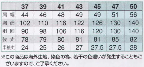 アイトス AZ-43106 半袖カッターシャツ  サイズ／スペック